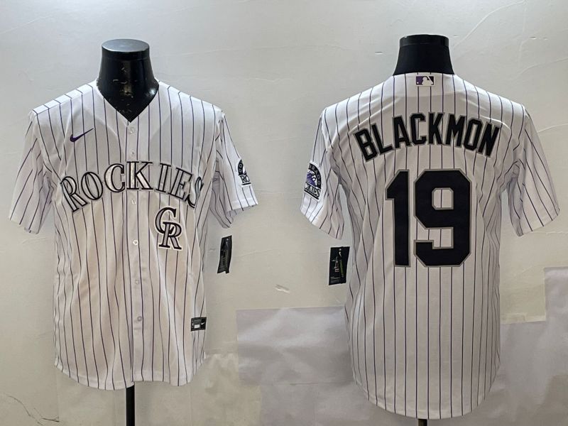 Men Colorado Rockies #19 Blackmon White Stripe Game 2025 Nike MLB Jersey style 5